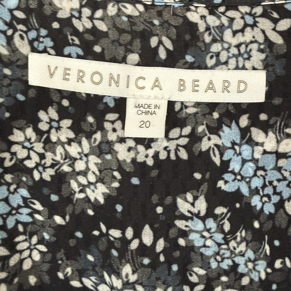 Veronica Beard Sean Wrap Dress Womens 20 Black Ditsy Floral Silk Ruched Ruffle - Picture 4 of 14